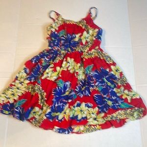 Polo Ralph Lauren Red Hawaiin Flower Strap Dress Size S
